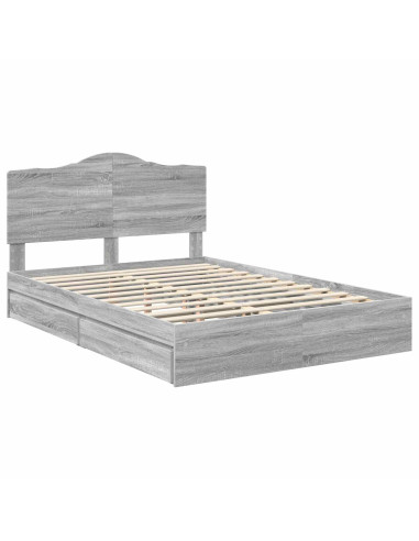 Letto con Contenitore con testiera Grigio Sonoma 140 x 200 cm