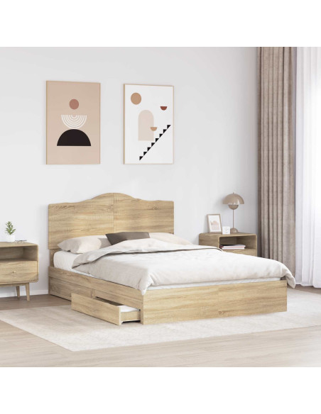 Letto con Contenitore con testiera Rovere Sonoma 140 x 190 cm