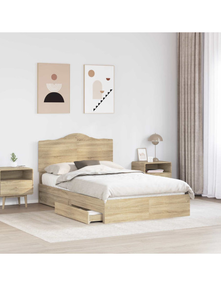 Letto con Contenitore con testiera Rovere Sonoma 135 x 190 cm