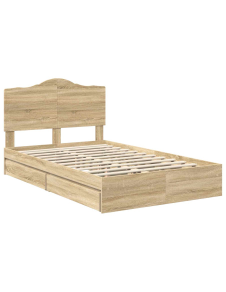 Letto con Contenitore con testiera Rovere Sonoma 135 x 190 cm