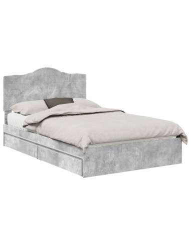 Letto con Contenitore con testiera Grigio cemento 135 x 190 cm