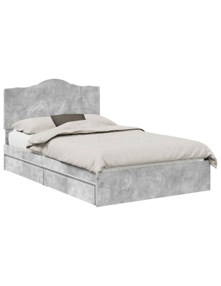 Letto con Contenitore con testiera Grigio cemento 135 x 190 cm