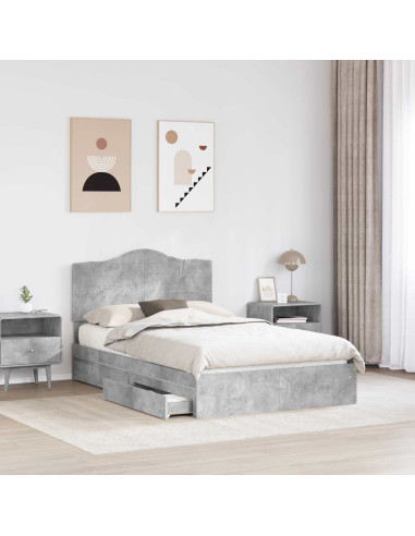 Letto con Contenitore con testiera Grigio cemento 135 x 190 cm