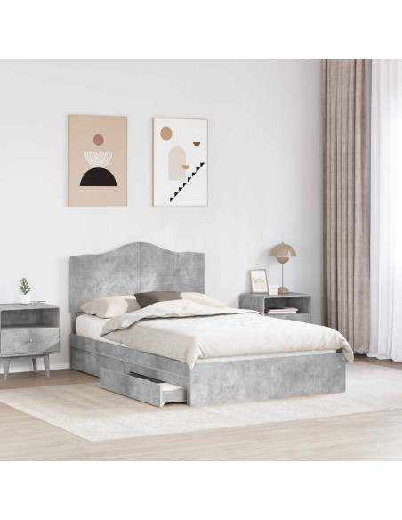 Letto con Contenitore con testiera Grigio cemento 135 x 190 cm