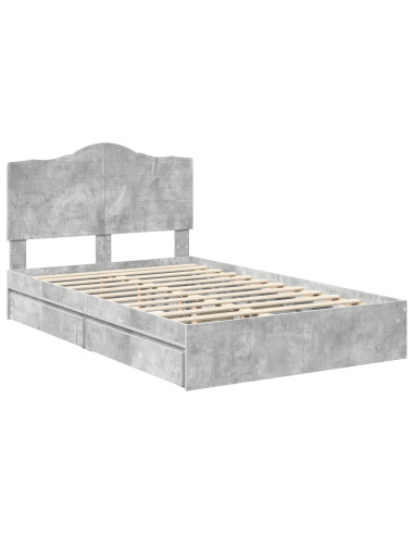 Letto con Contenitore con testiera Grigio cemento 135 x 190 cm