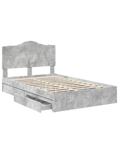 Letto con Contenitore con testiera Grigio cemento 135 x 190 cm