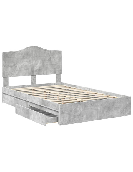 Letto con Contenitore con testiera Grigio cemento 135 x 190 cm