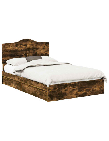 Letto con Contenitore con testiera Rovere fumé 135 x 190 cm