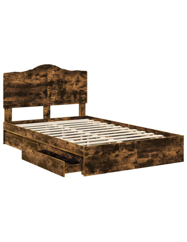 Letto con Contenitore con testiera Rovere fumé 135 x 190 cm