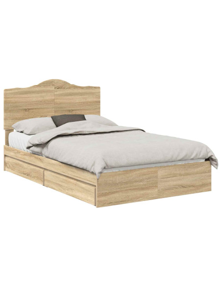 Letto con Contenitore con testiera Rovere Sonoma 120 x 200 cm