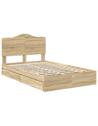 Letto con Contenitore con testiera Rovere Sonoma 120 x 200 cm