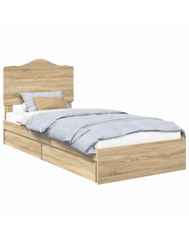 Letto con Contenitore con testiera Rovere Sonoma 100 x 200 cm