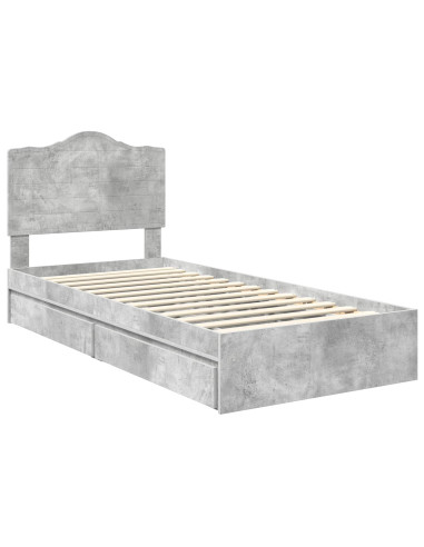 Letto con Contenitore con testiera Grigio cemento 100 x 200 cm