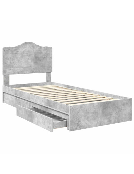 Letto con Contenitore con testiera Grigio cemento 100 x 200 cm