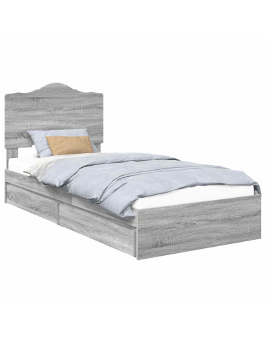 Letto con Contenitore con testiera Grigio Sonoma 100 x 200 cm