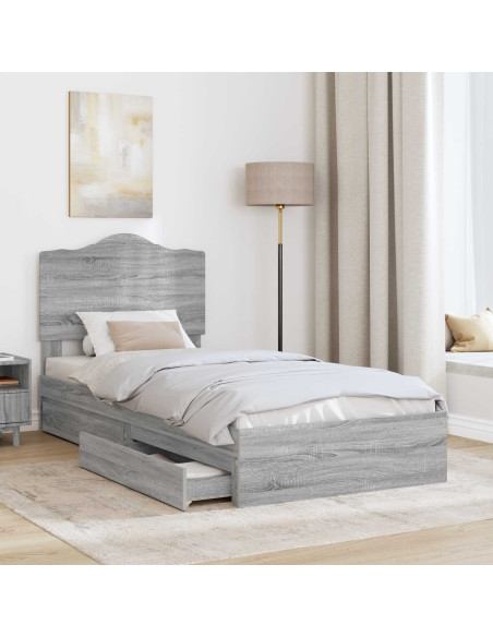 Letto con Contenitore con testiera Grigio Sonoma 100 x 200 cm