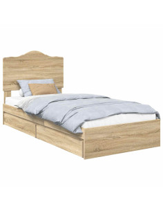 Letto con Contenitore con testiera Rovere Sonoma 90 x 200 cm 2