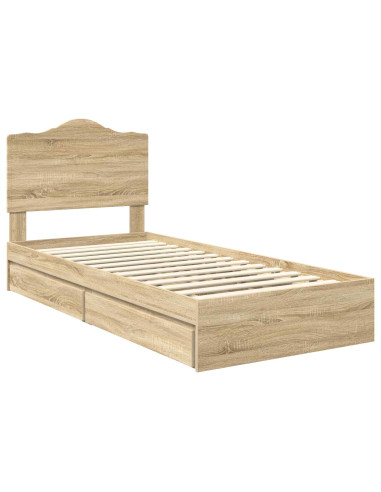 Letto con Contenitore con testiera Rovere Sonoma 90 x 200 cm