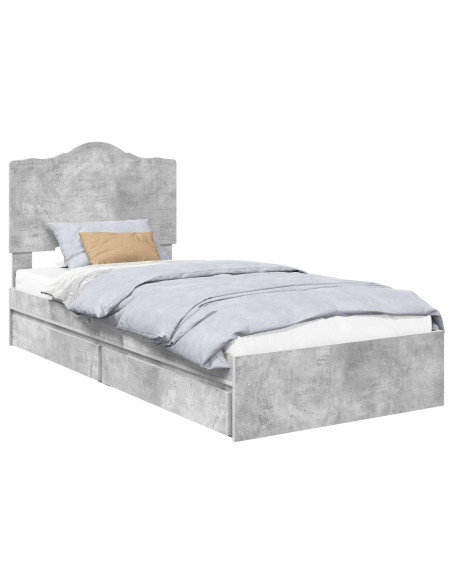 Letto con Contenitore con testiera Grigio cemento 90 x 200 cm