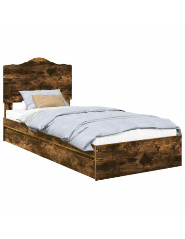 Letto con Contenitore Rovere fumé 90 x 200 cm Legno multistrato