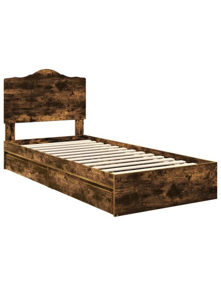 Letto con Contenitore Rovere fumé 90 x 200 cm Legno multistrato