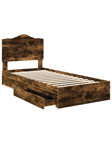 Letto con Contenitore Rovere fumé 90 x 200 cm Legno multistrato
