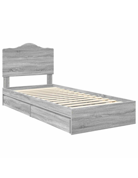 Letto con Contenitore con testiera Grigio Sonoma 90 x 200 cm