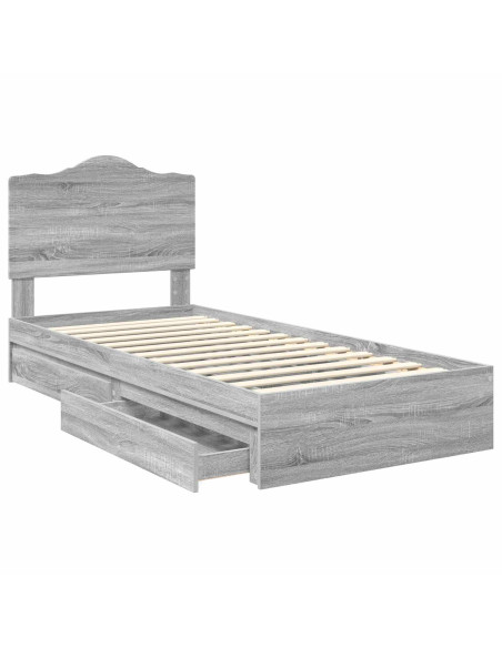Letto con Contenitore con testiera Grigio Sonoma 90 x 200 cm