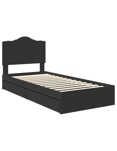 Letto con Contenitore Nero 90 x 190 cm Legno multistrato