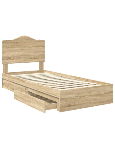 Letto con Contenitore con testiera Rovere Sonoma 90 x 190 cm