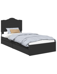 Letto con Contenitore Nero 75 x 190 cm Legno multistrato 2
