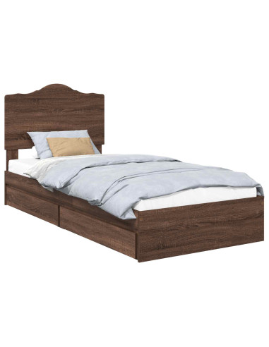 Letto con Contenitore con testiera Rovere Marrone 75 x 190 cm