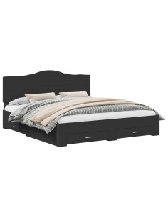 Struttura del letto Nero 200 x 200 cm Legno multistrato 2