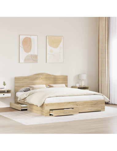 Struttura del letto con testiera Rovere Sonoma 200 x 200 cm