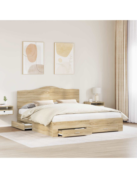 Struttura del letto con testiera Rovere Sonoma 200 x 200 cm