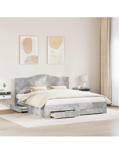 Struttura del letto con testiera Grigio cemento 200 x 200 cm
