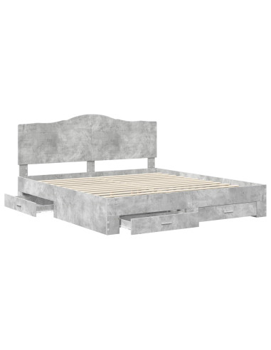 Struttura del letto con testiera Grigio cemento 200 x 200 cm