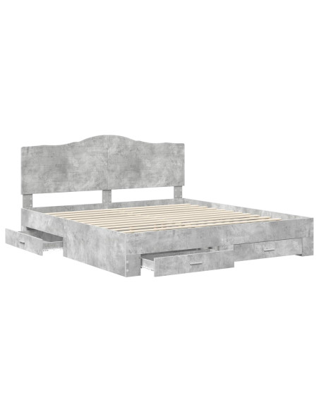 Struttura del letto con testiera Grigio cemento 200 x 200 cm