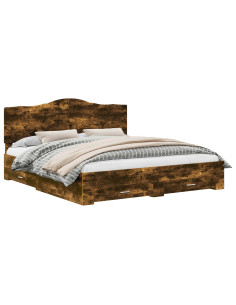 Struttura del letto Rovere fumé 200 x 200 cm Legno multistrato 2