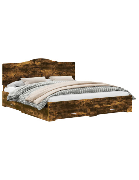 Struttura del letto Rovere fumé 200 x 200 cm Legno multistrato