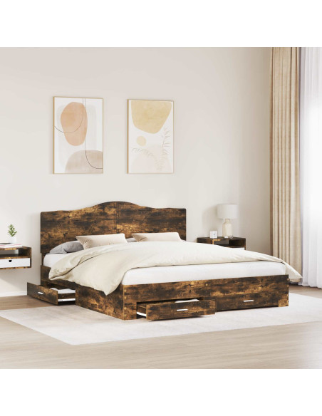 Struttura del letto Rovere fumé 200 x 200 cm Legno multistrato