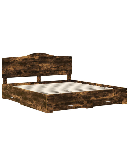 Struttura del letto Rovere fumé 200 x 200 cm Legno multistrato