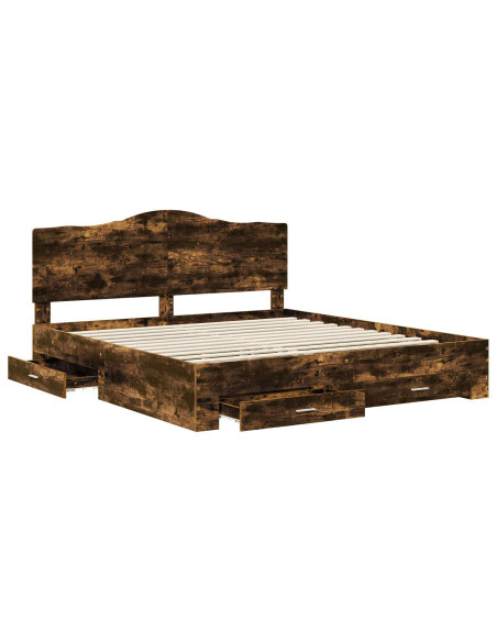 Struttura del letto Rovere fumé 200 x 200 cm Legno multistrato