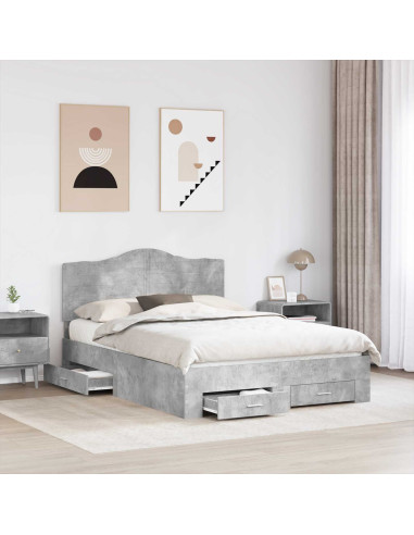 Struttura del letto con testiera Grigio cemento 160 x 200 cm