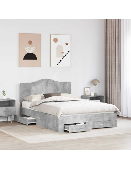 Struttura del letto con testiera Grigio cemento 150 x 200 cm