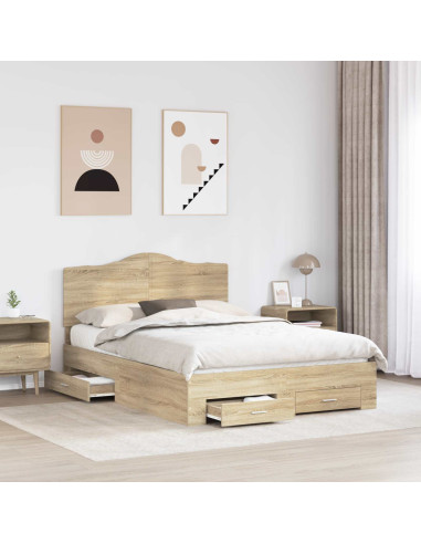 Struttura del letto con testiera Rovere Sonoma 140 x 200 cm