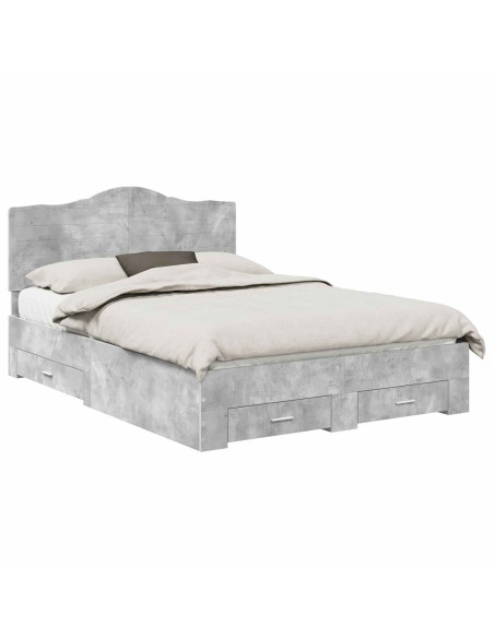 Struttura del letto con testiera Grigio cemento 140 x 200 cm