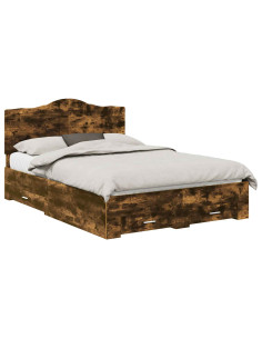 Struttura del letto Rovere fumé 140 x 200 cm Legno multistrato 2