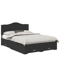 Struttura del letto Nero 140 x 190 cm Legno multistrato 2