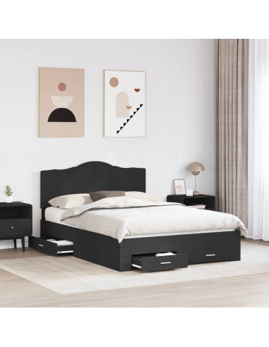 Struttura del letto Nero 140 x 190 cm Legno multistrato